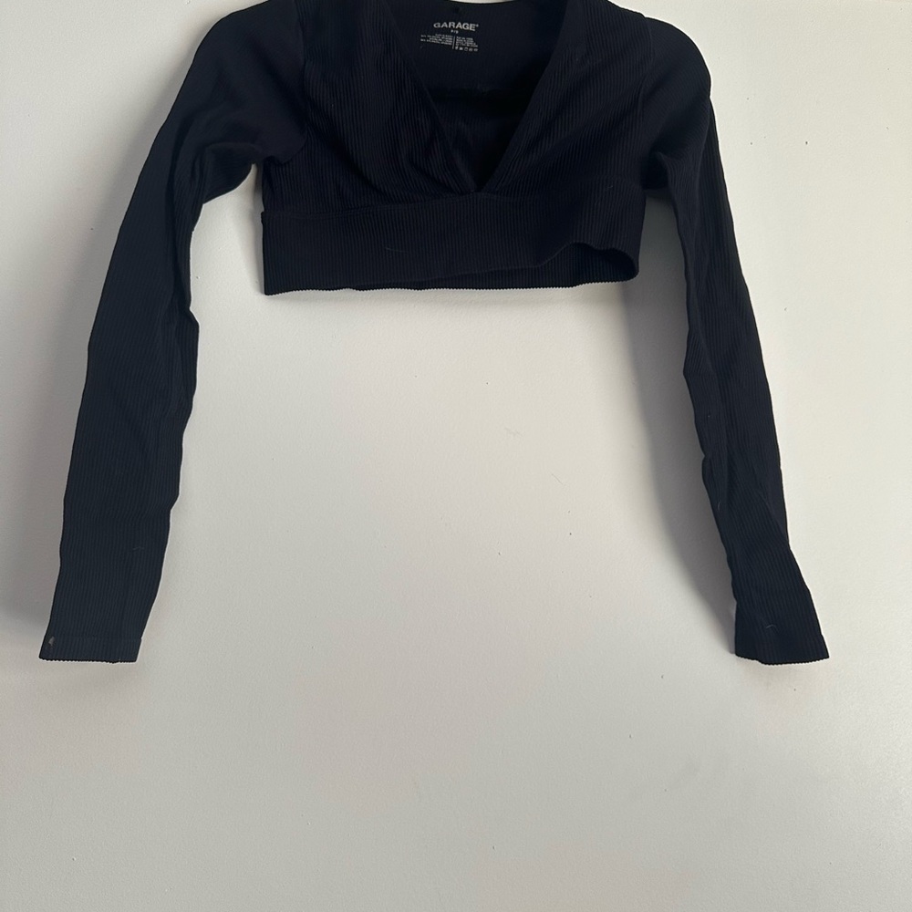 **3 for $15**Garage Black Fitted Bodysuit Crop Top